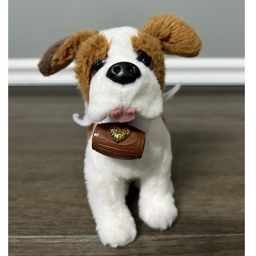 Elf Pets St. Bernard Dog Plush‎ Brown Barrel Collar Puppy Kids Toy